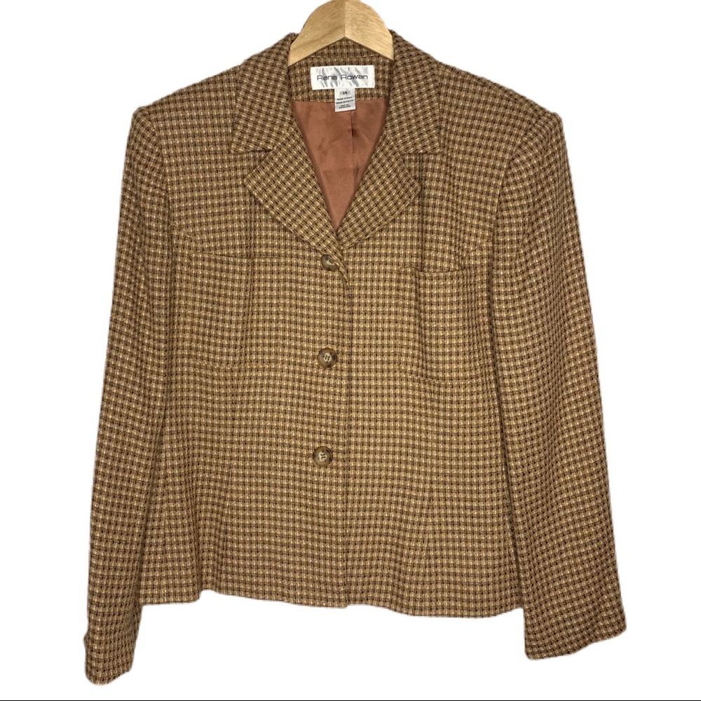 Rena Rowan Silk Blend Plaid Blazer Size 14